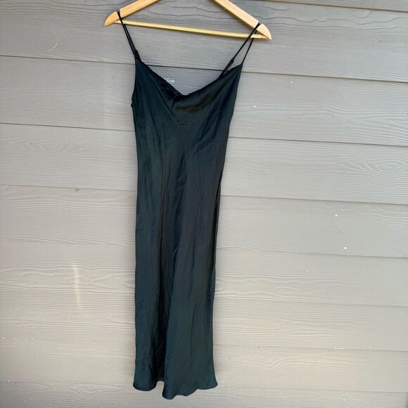 Zara emerald green cowl neck satin dress - Picture 1 of 7
